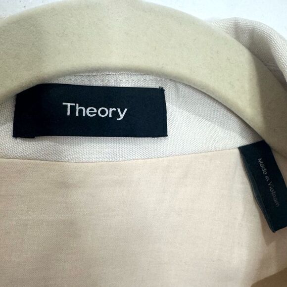 Theory Etiennette Elongated Stretch Linen Blazer in Bone - Picture 10 of 11